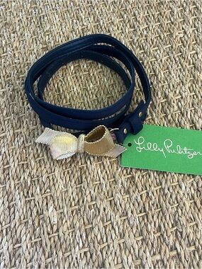 NWT Lilly Pulitzer gold bow CRITTER BELT BOW GROSGRAI belt
